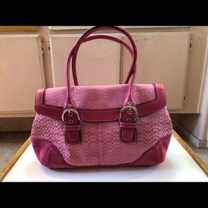 Coach pretty in pink suede/monogram bag